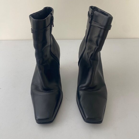 Hillard & Hanson Christine Ankle Boots Shoes Buckle Heel Pointed Toe Black - Picture 4 of 9